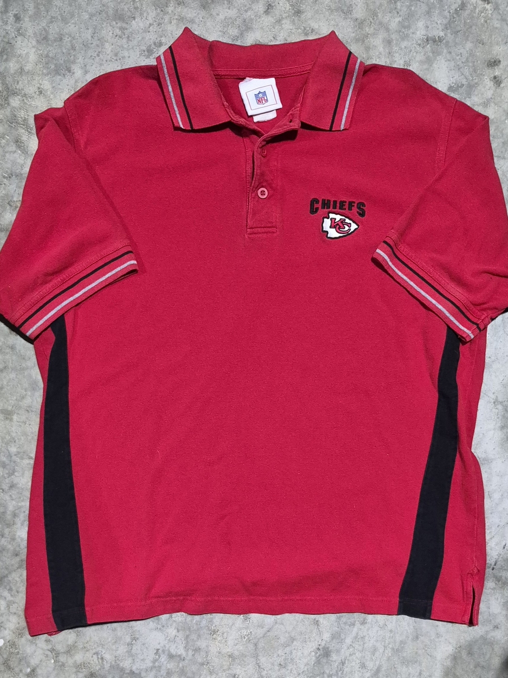 NFL Kansas City Chiefs Red Polo with Black Side Panels Vintage Y2k